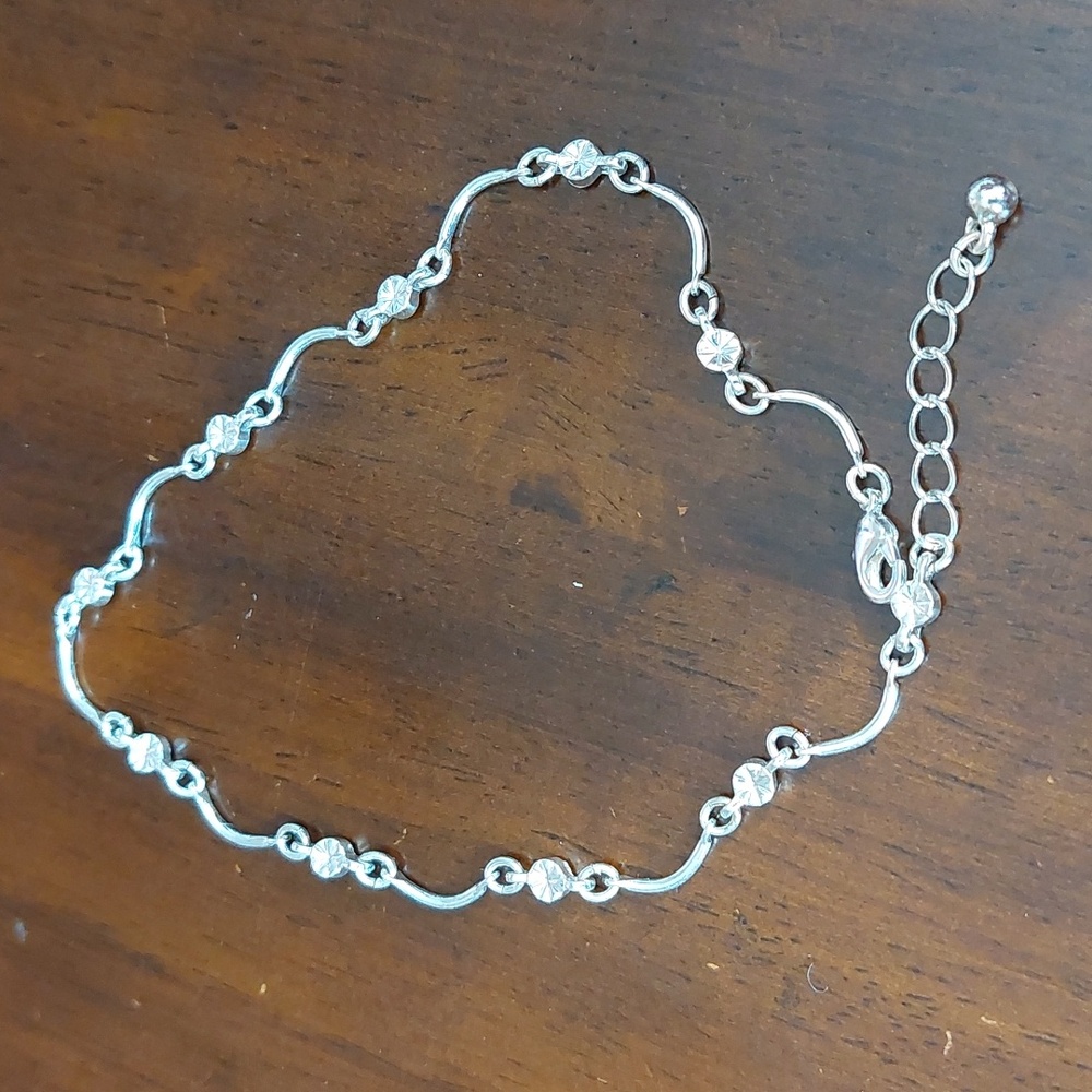 Linked Curved Bars Silver Tone Bracelet